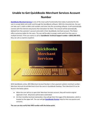 QuickBooks Merchant Services Account Number