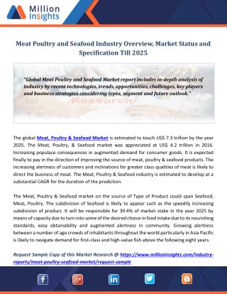 Meat Poultry and Seafood Industry Overview, Market Status and Specification Till 2025