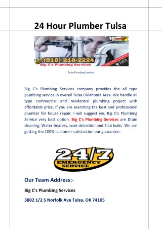 24-hour plumber services