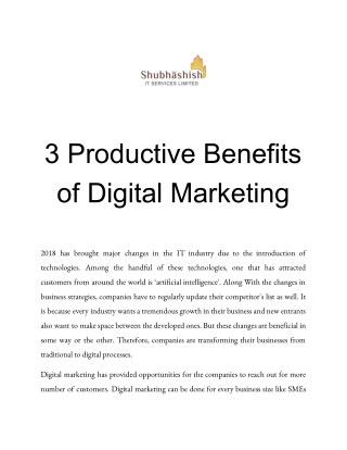3 Productive Benefits of Digital Marketing