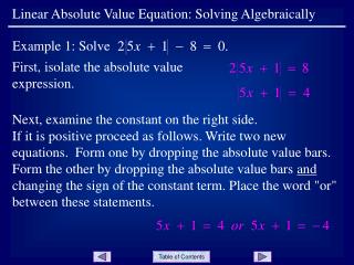 First, isolate the absolute value expression.