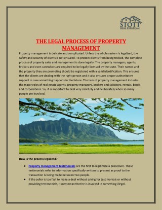 The Legal Process Of Property Management - Stott Real Estate Inc.