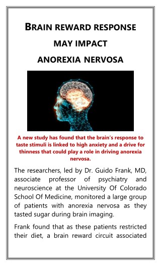 Brain Reward Response May Impact Anorexia Nervosa