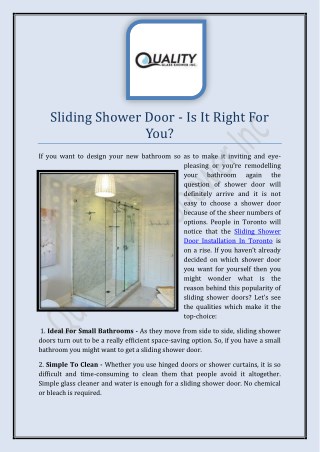Sliding Shower Door - Is It Right For You?