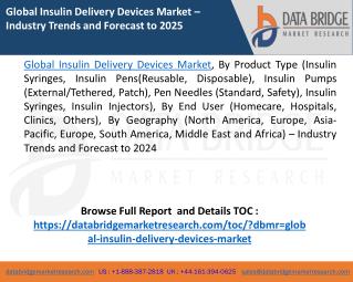 Global Insulin Delivery Devices Market â€“ Industry Trends and Forecast to 2024