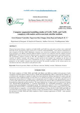 Computer augmented modelling studies of Co(II), Ni(II), and Cu(II) complexes with maleic acid in non-ionic micellar medi
