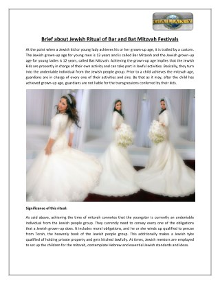 Brief about Jewish Ritual of Bar and Bat Mitzvah Festivals