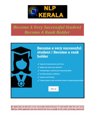 Become A Very Successful Student Become A Rank Holder