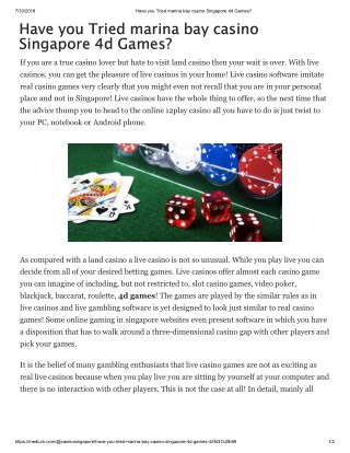 Have you experienced online casino in Singapore?