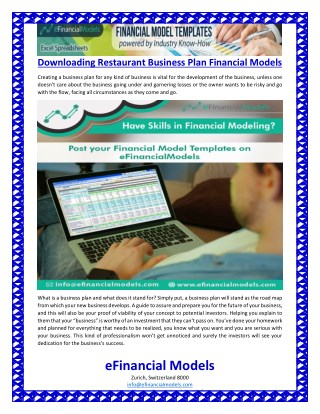 Downloading Restaurant Business Plan Financial Models