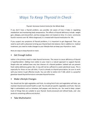 Ways To Keep Thyroid In Check