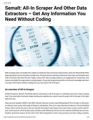 Semalt: All-In Scraper And Other Data Extractors â€“ Get Any Information You Need Without Coding