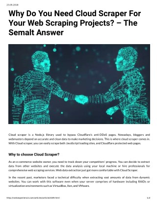 Why Do You Need Cloud Scraper For Your Web Scraping Projects? â€“ The Semalt Answer