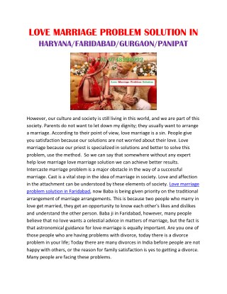 Love Marriage Problem Solution In Haryana/Faridabad/Gurgaon/Panipat | Call Now 91-9748298092 | India