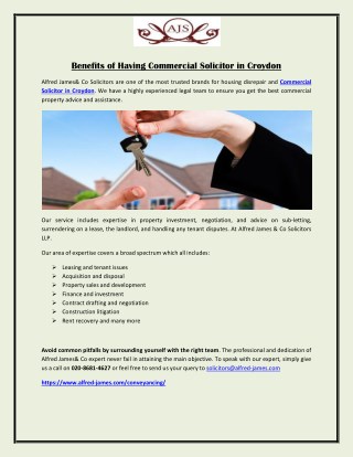 Benefits of Commercial Solicitor in Croydon