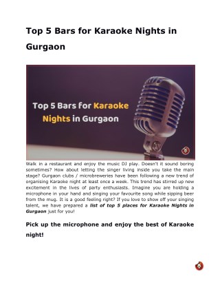 Top 5 Bars for Karaoke Nights in Gurgaon