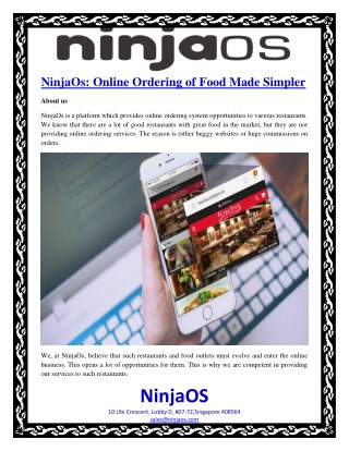 NinjaOs: Online Ordering of Food Made Simpler