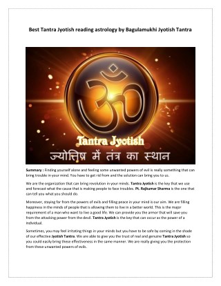 Best Tantra Jyotish Reading Astrology by BagulamukhiJyotishTantra