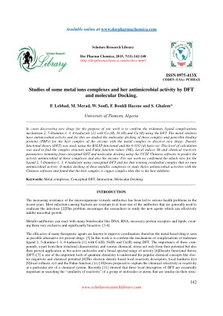 Studies of some metal ions complexes and her antimicrobial activity by DFT and molecular Docking