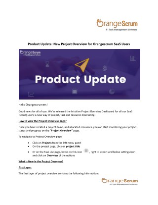 Product Update: New Project Overview for Orangescrum SaaS Users