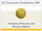 Freshman Welcome and Plenary Address