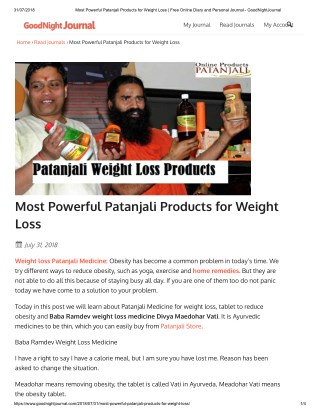 Most PowerfulPatanjaliProductsforWeight Loss