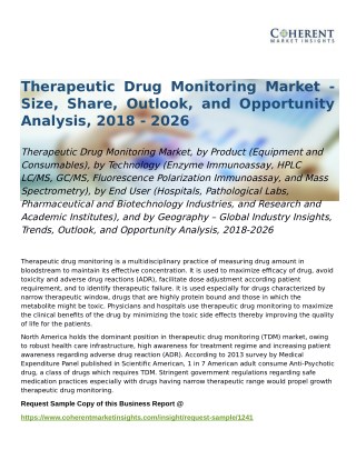 Therapeutic Drug Monitoring Market Opportunity Analysis, 2018-2026