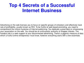 Top 4 Secrets of a Successful Internet Business