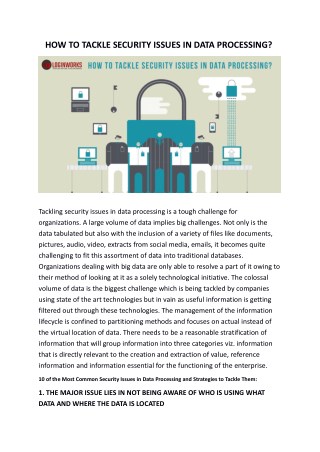 HOW TO TACKLE SECURITY ISSUES IN DATA PROCESSING?