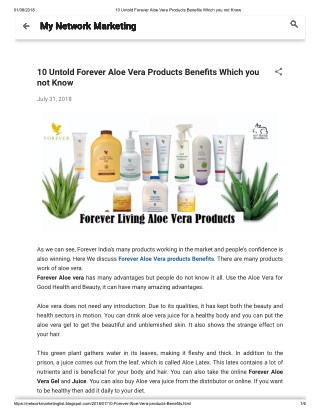 10 Untold Forever Aloe Vera Products Benefits Which you not Know