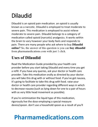 How Dilaudid Pain Killer Medications Killed Pain?