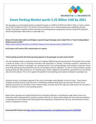 Growing Need for Business Agility is Expected to Drive the Growth of the Smart Parking MarketÂ 