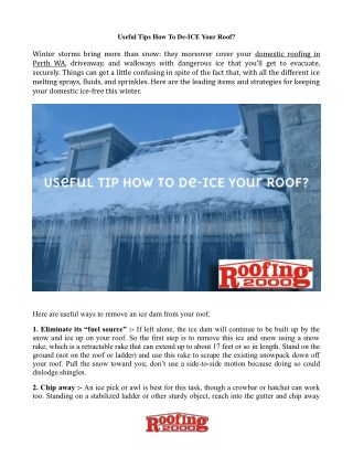 How To De-ICE Your Roof?