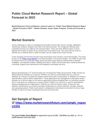 Public Cloud Market Opportunities, Revenue Analysis and - Forecasts from 2018 to 2023