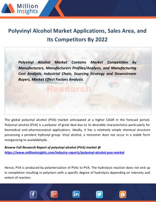 Polyvinyl Alcohol Market Concentration Rate, Top 5 Manufacturers, Competitive Situation By 2022