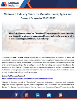 Vitamin E Industry Share, Sourcing Strategy and Downstream Buyers 2017-2022