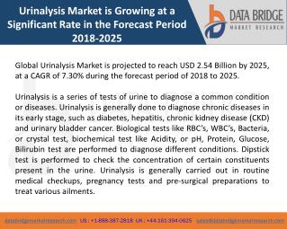 Global Urinalysis Market is Growing at a Significant Rate in the Forecast Period 2018-2025