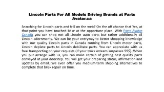 Lincoln Parts For All Models Leading Brands at Parts Avatar