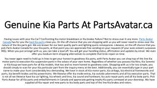 Different Types Of Kia Parts For Your Vehicle At Parts Avatar.ca