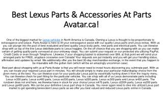 Shop Best Quality Lexus Parts All Brand Parts Online At Parts Avatar.ca