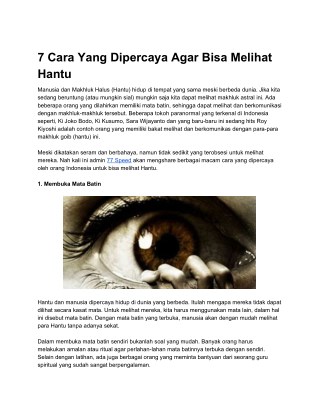 7 Cara Yang Dipercaya Agar Bisa Melihat Hantu