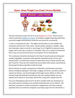 Know About Weight Loss Foods | Overra Herbals