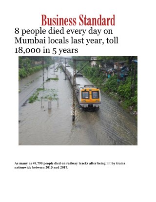 8 people died every day on Mumbai locals last year, toll 18,000 in 5 yearsÂ 
