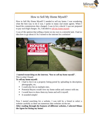 How to Sell My Home Myself