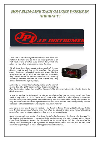 HOW SLIM-LINE TACH GAUGES WORKS IN AIRCRAFT