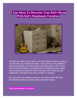 5 Fun Ideas To Decorate Your Kidâ€™s Room With Kidâ€™s Handmade Furniture