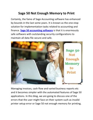 How to fix Yourself Sage 50 Not Enough Memory to Print?