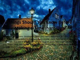 Things Should You Know Before Making a Timeshare Deal