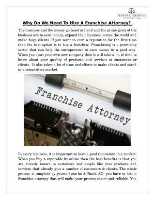 Why Do We Need To Hire A Franchise Attorney?