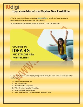 Upgrade to Idea 4G and Explore New Possibilities